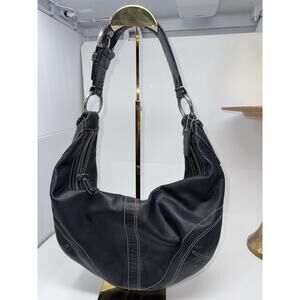 Vintage Coach Soho Hobo Large Black Leather Shoulder Bag Purse